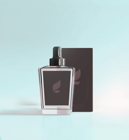 Flacon de parfum avec boîte personnalisée par NATU Laboratories, pour parfums en vrac haut de gamme.